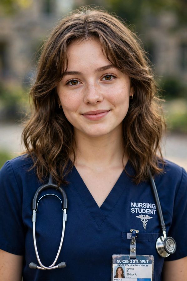 Portrait of June in nursing scrubs